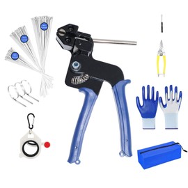 Metal Zip Ties Cutter Stainless Steel Cable Tie Gun Kit Assortment With 150pcs 304 Stainless Steel Zip Ties,Heavy Duty Outdoor For Chain Link Fence Parts Exhaust Wrap