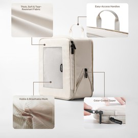 EPICKA TripCozy Compression Packing Cubes - 4 Set Durable Travel Organizer Bags with Mesh Top, Expandable Travel Accessories for Carry on, Luggage, Suitcase, Backpack (Beige)