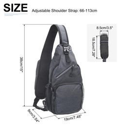 DTGN Oxford Small Sling Bag - 7.48"x15" (LXH) - Good for Women Men Hiking Travel Cycling - Multipurpose Crossbody Backpack Casual Packs with Headphone Jack - Dark Gray