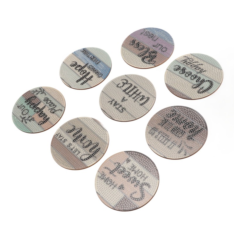 8Pcs Rhinestone Painting Coasters Assorted Style Strong Stickiness Odourless Coaster