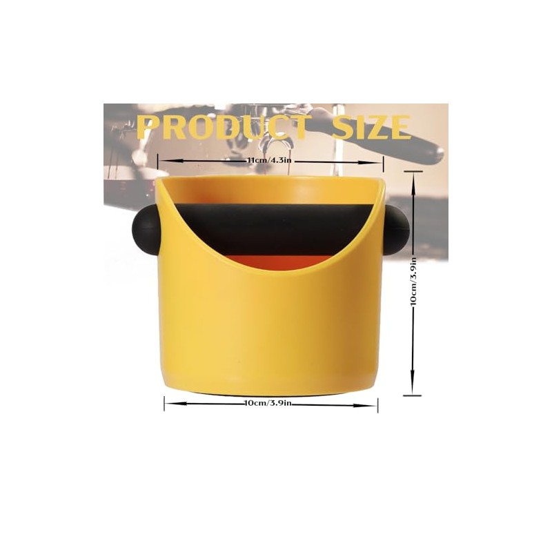 POPOYU Coffee Knock Box,Mini Espresso Knock Box,Yellow Coffee Grounds Container