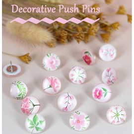24Pcs Pink Push Pins Flowers Decorative Thumb Tacks Cute Office Decor for Cork Board Bulletin Board,Desk Accessories,Classroom,Home and Aesthetic Office Decor Supplies（Pink Flower）