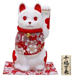 Osaka Choseido Maneki Neko Figurine, Crepe, Keiju, Good Luck Goods, Original Wooden Bill Included