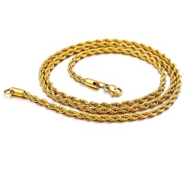 DVRK® Men's Gold Chain 18 K with Base Made of 316L Stainless Steel – Men's Chain Gold Water and Sweat Resistant – Men's Gold Chain – Gold Chains Men's 55 cm – Cord – Cuban, Gold-plated stainless