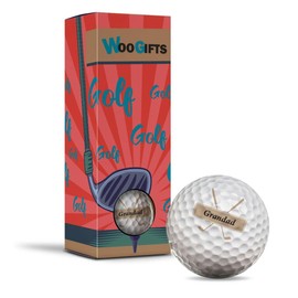 Destination Vinyl ltd 3 x Golf Balls in the Box - Name Grandad Golf Club Letter Lettering Joke Funny Golfing Golfer Fan Club Sport Wedding Dad Husband Friend Men Boys Ball Gift #293816