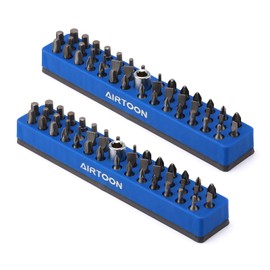 AIRTOON 2PCS 1/4" Magnetic Hex Bit Holder, 43 Holes Bit Storage with Strong Magnetic Base, Magnetic Screwdriver Bit Organizer, Blue