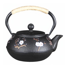 YJX 27oz Small Cast Iron Teapot for Stovetop, Japanese Tetsubin with Enamel, Beautiful Decorative Tea Pot, Durable Tea Kettle with Stainless Steel Infuser for Loose Tea(800ML)