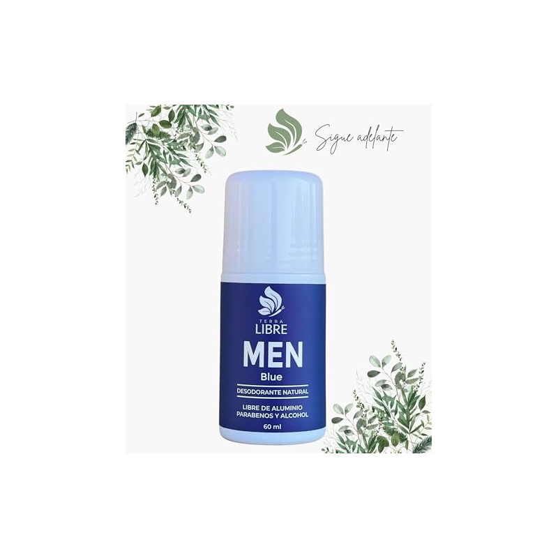 Desodorante Natural Hombre Roll On Blue 60ml 2 Pza