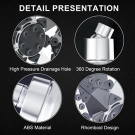 ACNISM Filtered Shower Head,8 Modes High Pressure Shower Heads,Fixed Showerheads with Filter for Hard Water for Remove Chlorine and Harmful Substances,Comfortable Rain Shower Experience