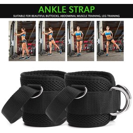 Fitness Ankle Straps for Leg Resistance Bands Vertical Jump Ankle Cuffs for Glutes Hip Kickback Training Working Out Adjustable Padded Ankle Cuffs for Cable Exercise Machines for Leg Strength Training