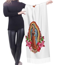 VAGTOFKQ Virgin Mary Soft Warm Pashmina Scarf Tassel Scarves, Large Shawls And Wraps, Lightweight Scarfs For Women. (Style 1)