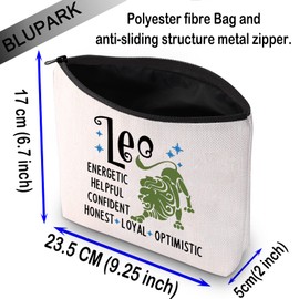 BLUPARK Zodiac Sign Cosmetic Bag Horoscope Makeup Bag 12 Constellation Birthday Gift for Astrology Lover (Leo)