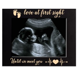XJF Love at First Sight Sonogram Engraved Picture Frame, Gender Reveal Gift, Pregnancy Gift Photo Frame for Mother, Ultrasound Photo Frame for New Baby, New Dad & Mom Gift
