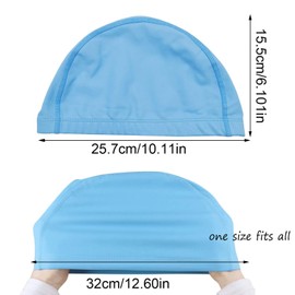 Pack of 2 Unisex Swimming Caps, Waterproof Swimming Caps, PU Coated Soft Swimming Cap, Ear Protection, Swimming Cap for Men and Women, Long Short Hair (Black + Blue)