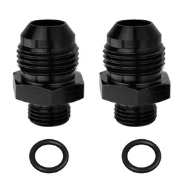 Dexepe 10AN Flare to 8AN ORB Male Fuel Rail Adapter Fitting Aluminum Fuel Line Hose Adapter Black Anodized Fuel System Fittings 2PCS