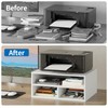 ALISENED Printer Stand for Desk, 2-Tier Wooden Desk Organizer, White