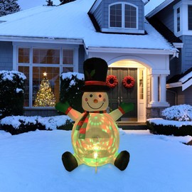 Northlight Lighted Inflatable Snowman with Top Hat Outdoor Christmas Decoration - 4'