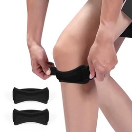 Rodillera Deportiva 2 Piezas, Cinta Rotuliana y Soporte para Rodilla, Accesorios para Correr, Protege Rodillas en Running, Saltos, Fitness, Menisco y Tendinitis