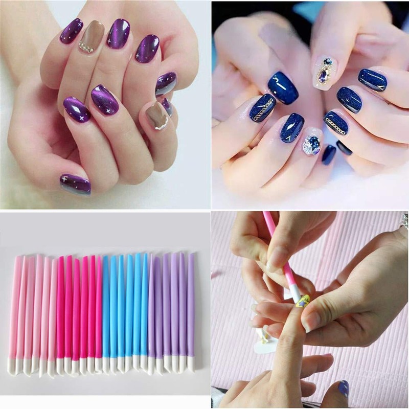 24 Pcs Rubber Nail Cuticle Pusher Plastic Handle Rubber Tipped