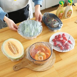 100PCS Plastic Food Wrap great it value Food Grade Plastic Household Cling Film BPA Free Safe Not Crack Easily Flexible And Reusable