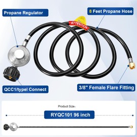 GasSaf 8 FT Propane Regulator with Hose, Grill Regulator Hose for Weber Gas Grill, Blackstone 28/36 inch Grill, Fire Pits, Heater and Most LP Gas Grill