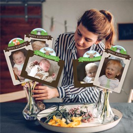 Big Dot of Happiness Woodland Creatures - Birthday Party Picture Centerpiece Sticks - Photo Table Toppers - 15 Pieces