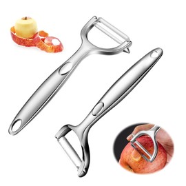 XoeLLe Set of 2 Stainless Steel Asparagus Peelers, Potato Peeler, Y-shaped Vegetable Peeler, Multifunctional Vegetable Peeler with Blade Double Edged, for Home Kitchen, Camping Kitchen, Picnic