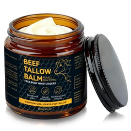 Sarga de ternera para la piel, bálsamo natural con miel cruda y cera de abejas para la cara, humectantes nutritivos profundos, crema de sarga de res alimentada con pasto para todo tipo de piel