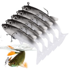 Fishing Baits for Saltwater | 5X Swim Baits for Bass Fishing with Hooks,Fishing Gear, Soft Fishing Bait for Bass Trout Freshwater and Saltwater