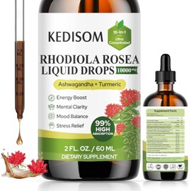 KEDISOM 16 in 1 Liposomal Rhodiola Rosea Tincture 2 Fl Oz - Rhodiola Supplement with Ashwagandha, L-Theanine, Turmeric - Rhodiola Rosea Extract Liquid Drops for Energy, Mood, Relaxation