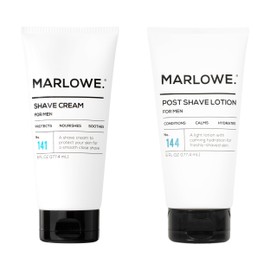 MARLOWE. Shave Cream No. 141 & Post Shave Lotion No. 144 – 6oz Each – Conditioning Shave Cream & Aftershave Lotion for Smooth, Soothing, Close Shave – Men's Shaving Kit Essentials, 2-Pack