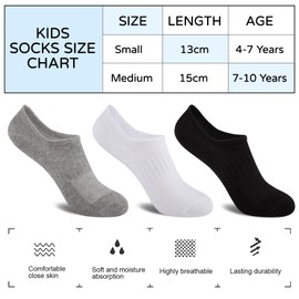 Comfoex 10 Pairs No Show Boys Socks Cotton Mesh Non Slip Low Cut Invisible Athletic Socks For Kids 4-10 Years