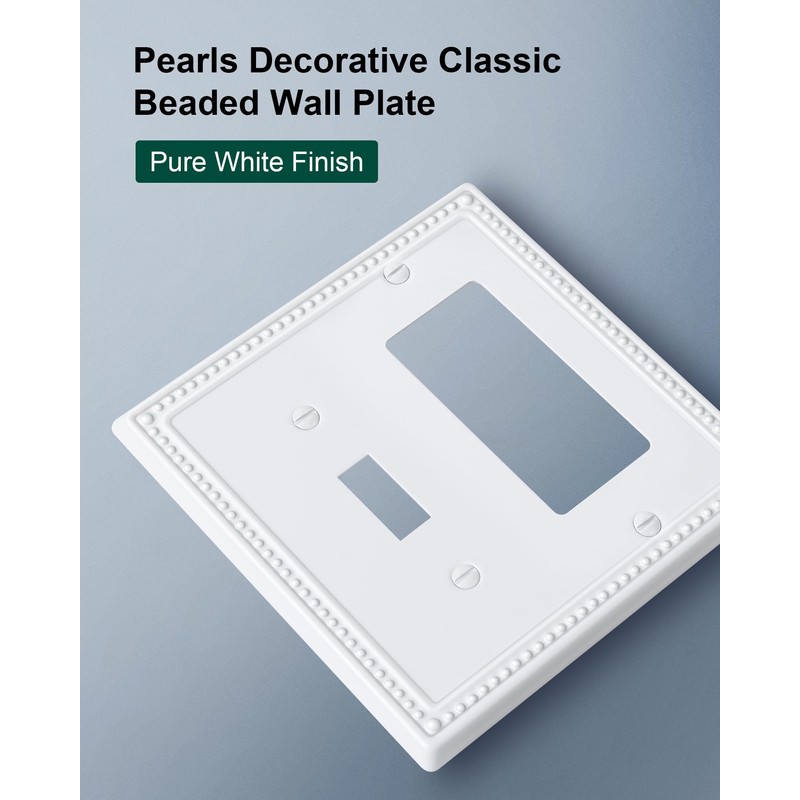 TREEWELL 2-Pack Combo Toggle/Decorator Light Switch Cover Plate, Pearls Decorative