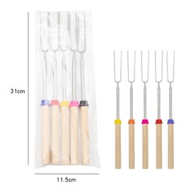 MalloMe Marshmallow Toasting Forks Kit,32" Extendable Marshmallow Sticks for Fire Pit,Long Skewers for Toasting Marshmallows,BBQ Fork Camping Accessories(5Pack-Yellow/Orange/Rose red/red/Blue)