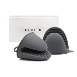 Oven Glove Thicken Silicone Pot Holder Mini Oven Mitt Heat Resistant Pinch Covers for Baking, Cooking, Bbq Grilling (grey)