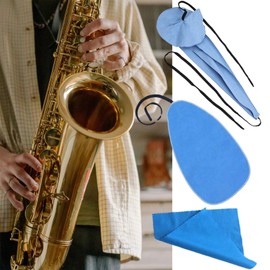 Alto/Tenor/Soprano Saxophone Cleaning Swab Kit, Microfiber Sax Cleaning Cloth for Alto Tenor Clarinet Flute and other Wind & Woodwind Strument, Clarinet Flute Trumpet Cleaning Kit, Mouthpiece Brush