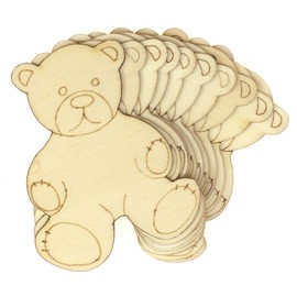 10x Wooden Teddy Bear Craft Shapes 3mm Ply Baby Nursery Kids Toy(15 x 12cm,No Hole)