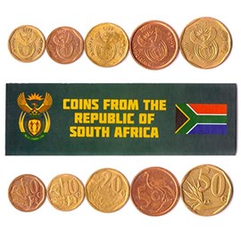 South Africa 5 Mixed Coins | 10 to 50 Cents | South African Currency Since 1961