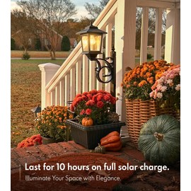 2 in 1 Outdoor Flower Pots, Solar Lamp Post Lights - Wall Mount or Freestanding, Waterproof Decorative Lamp for Lawn, Patio, Front/Back Door