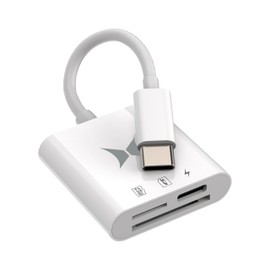 Xtreme USB-C Card Reader 3-in-1 Adapter, Reads Micro SD/CF Cards, SD/CF Cards, While Charging Through USB Type C, Fast Read & Write Speeds, Versatile Card Reader for Laptops & Desktops, No App Needed