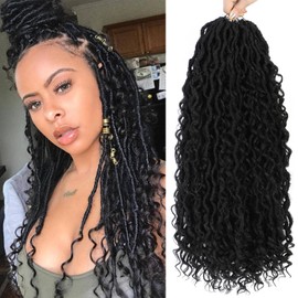 Fulcrum Goddess Locs Crochet Hair 22 Inch, 8 Packs New Faux Locs Crochet Hair for Black Women, Crochet locs with Curly Ends (22Inch (Pack of 8), 1B#)