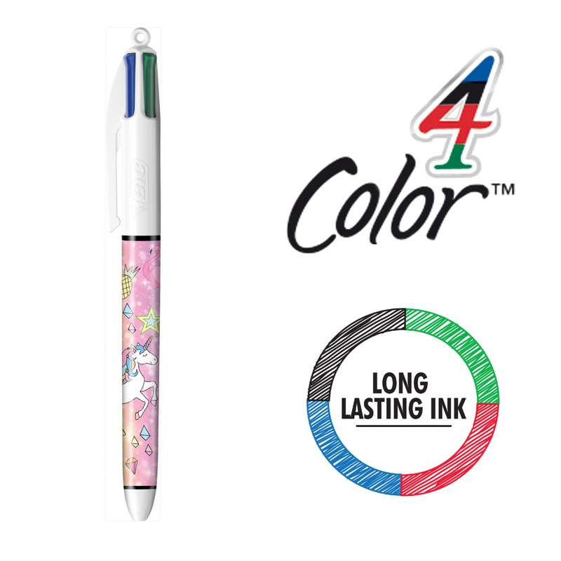 BIC 4 Colours Fun and Decors Ball Pens Medium Point
