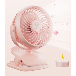AA Battery Operated Clip on Fan, Stroller Fans, USB Powered Portable Desk Fan 4 Speeds, 5 Inch, Cordless, Small Personal Fan for Golf Cart, Camping Hurricane Office Bed-Pink(NO BATTERY)