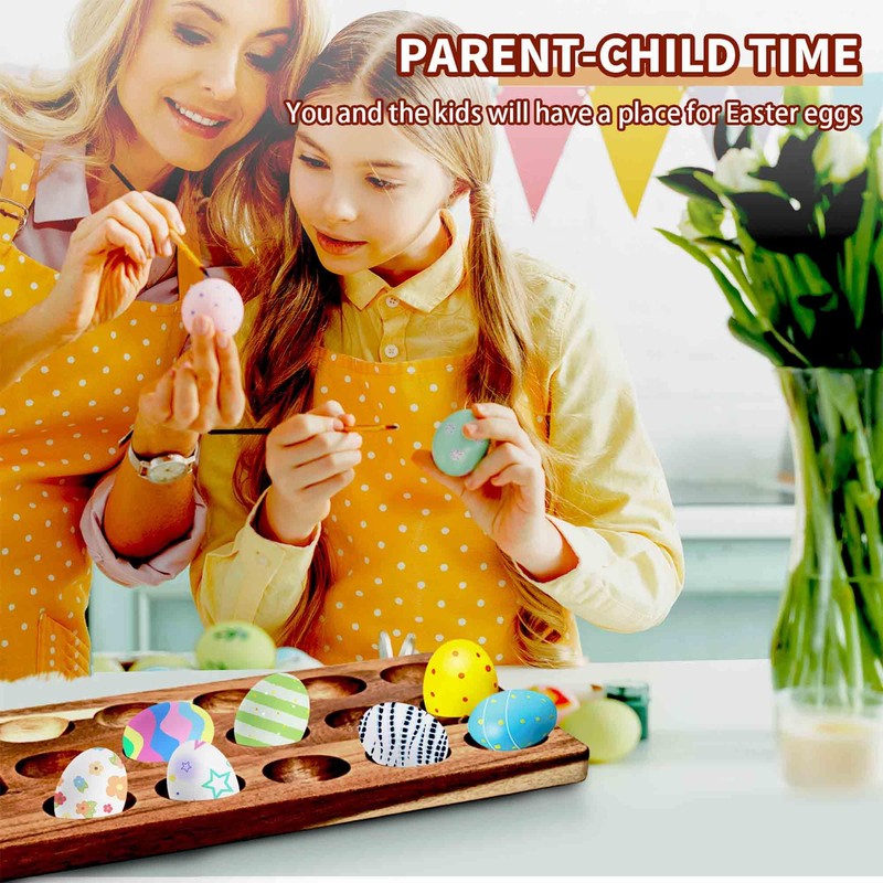 Erwuldor Acacia Wood Deviled Egg Platter,15Holes Deviled Egg Tray.Strip Deviled