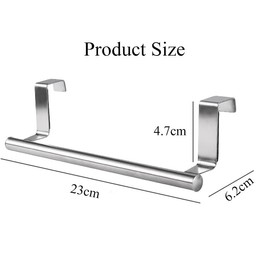 ACTIUSIS Door Towel Holder Kitchen Tea Towel Holder Door Hook Rack Door Towel Holder for Bathroom and Bedroom 23 cm Silver