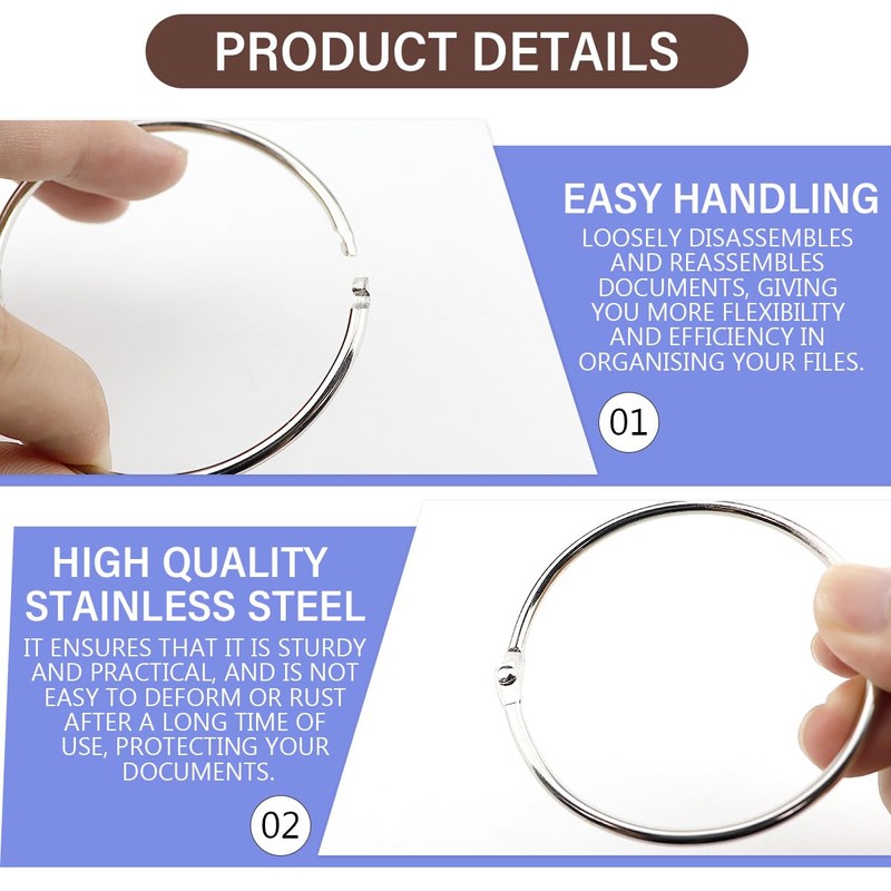 FERCAISH Large Binder Rings 6cm, 10 Pack 2.3 Inch Book