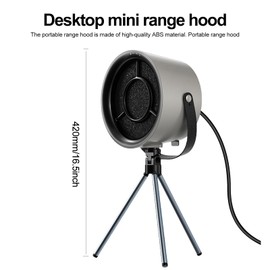 Mini Tragbare Dunstabzugshaube,Tragbare Abzugshaube mit Stativtyp,Mini-Dunstabzugshaube mit 3 Geschwindigkeiten,Desktop Range Kapuze, Küchen-Abluftventilator für Camping Grill Reise (Dunkelgrau)