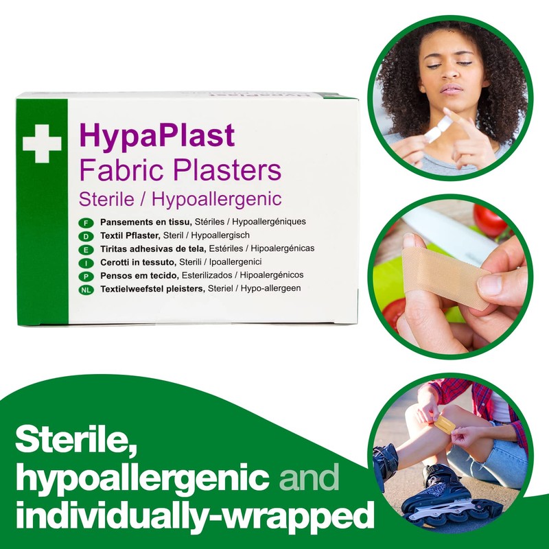HypaPlast Large Fabric Plasters, 7.2x5cm (Pack of 100) Sterile Hypoallergenic