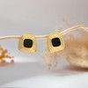 Freekiss Black Square Stud Earrings for Women, Chunky Gold Geometric