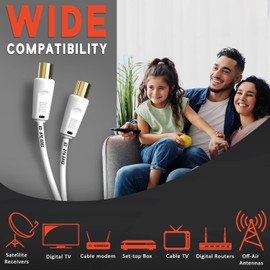 G-PLUG 2m Langes Antennenkabel Männlich zu Männlich – Satellitenkabel Koaxialkabel TV-Antenne Koaxialkabel F-Stecker Gold mit HF-Anschluss— Adapter von Buchse auf Buchse